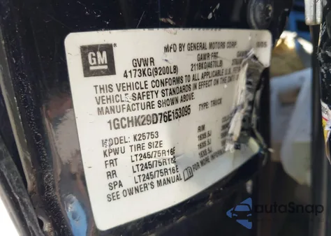 2006 Chevrolet Silverado 2500Hd Lt3 from USA, damaged, VIN 1GCHK29D76E153095